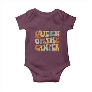 Camper Queen Baby Onesie Retro Groovy Funny Women Girls RV Camping Lovers TS10 Maroon Print Your Wear