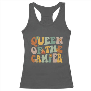 Camper Queen Racerback Tank Top Retro Groovy Funny Women Girls RV Camping Lovers TS10 Dark Heather Print Your Wear