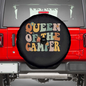 Camper Queen Spare Tire Cover Retro Groovy Funny Women Girls RV Camping Lovers TS10 Black Print Your Wear