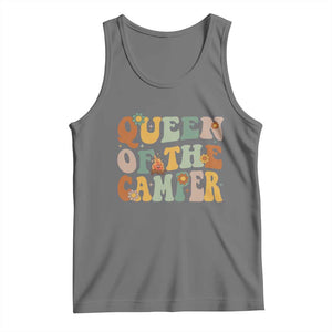 Camper Queen Tank Top Retro Groovy Funny Women Girls RV Camping Lovers TS10 Black Heather Print Your Wear