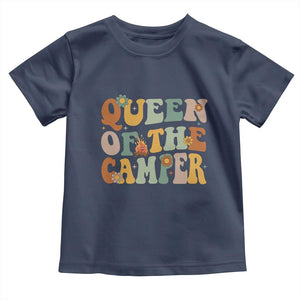 Camper Queen Toddler T Shirt Retro Groovy Funny Women Girls RV Camping Lovers TS10 Navy Print Your Wear