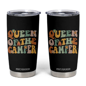 Camper Queen Tumbler Cup Retro Groovy Funny Women Girls RV Camping Lovers TS10 Black Print Your Wear