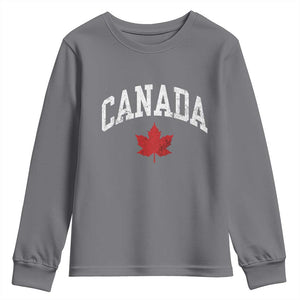 Canada Maple Leaf Youth Sweatshirt Canadian Pride TS10 Charcoal Print Your Wear
