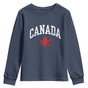 Canada Maple Leaf Youth Sweatshirt Canadian Pride TS10 Navy Print Your Wear