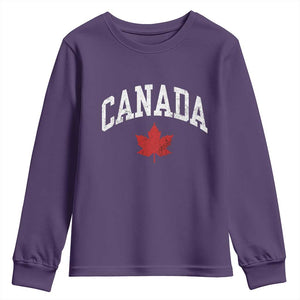 Canada Maple Leaf Youth Sweatshirt Canadian Pride TS10 Purple Print Your Wear