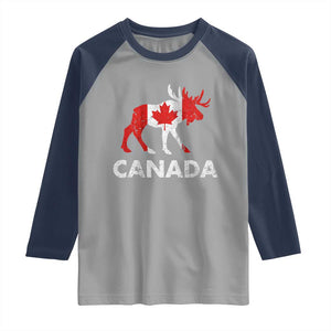 Canada Moose Maple Leaf Raglan Shirt Canadian Pride TS10 Sport Gray Navy Print Your Wear