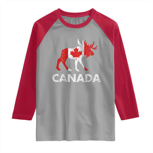 Canada Moose Maple Leaf Raglan Shirt Canadian Pride TS10 Sport Gray Red Print Your Wear