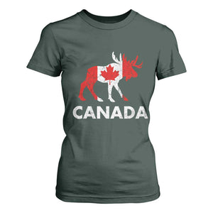 Canada Moose Maple Leaf T Shirt For Women Canadian Pride TS10 Dark Forest Green Print Your Wear