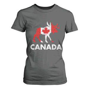 Canada Moose Maple Leaf T Shirt For Women Canadian Pride TS10 Dark Heather Print Your Wear