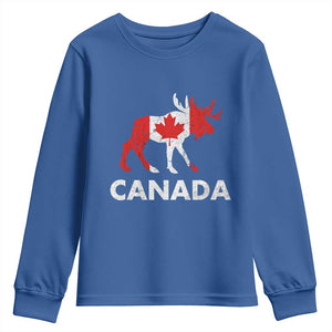 Canada Moose Maple Leaf Youth Sweatshirt Canadian Pride TS10 Royal Blue Print Your Wear