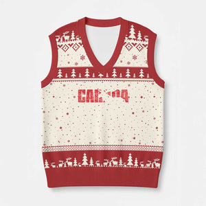 Canada Moose V-Neck Knit Sweater Vest Canadian Pride TS10 Beige Red Print Your Wear