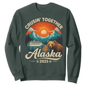 Alaska Cruise Sweatshirt Retro Alaskan Cruisin Together Matching Family Cruise TS10 Dark Forest Green Print Your Wear