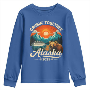Alaska Cruise Youth Sweatshirt Retro Alaskan Cruisin Together Matching Family Cruise TS10 Royal Blue Print Your Wear