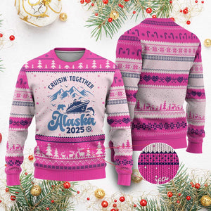 Alaska Cruise Ugly Christmas Sweater Cruisin Together Matching Family Cruise 2025 TS10 Hot Pink Print Your Wear