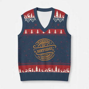 50th Birthday Trip V-Neck Knit Sweater Vest Retro Funny Milestone Vacation TS10 Navy Red Print Your Wear