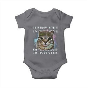 Tummy Ache Survivor Cat Meme Baby Onesie Vintage 90s Graphic Funny Stomach Issues Bootleg TS10 Charcoal Print Your Wear