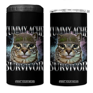 Tummy Ache Survivor Cat Meme 4 in 1 Can Cooler Tumbler Vintage 90s Graphic Funny Stomach Issues Bootleg TS10 One Size: 16 oz Black Print Your Wear