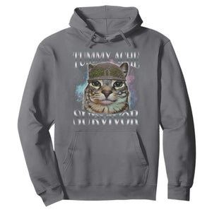 Tummy Ache Survivor Cat Meme Hoodie Vintage 90s Graphic Funny Stomach Issues Bootleg TS10 Charcoal Print Your Wear