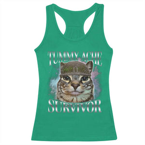 Tummy Ache Survivor Cat Meme Racerback Tank Top Vintage 90s Graphic Funny Stomach Issues Bootleg TS10 Irish Green Print Your Wear