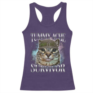 Tummy Ache Survivor Cat Meme Racerback Tank Top Vintage 90s Graphic Funny Stomach Issues Bootleg TS10 Purple Print Your Wear