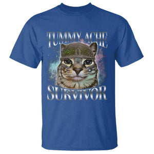 Tummy Ache Survivor Cat Meme T Shirt Vintage 90s Graphic Funny Stomach Issues Bootleg TS10 Royal Blue Print Your Wear