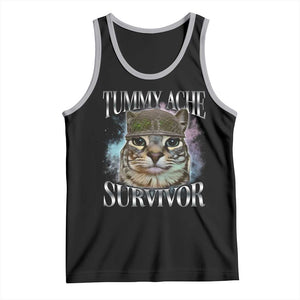 Tummy Ache Survivor Cat Meme Tank Top Vintage 90s Graphic Funny Stomach Issues Bootleg TS10 Black Athletic Heather Print Your Wear