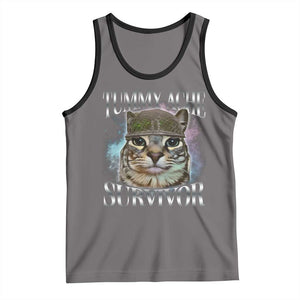 Tummy Ache Survivor Cat Meme Tank Top Vintage 90s Graphic Funny Stomach Issues Bootleg TS10 Deep Heather Black Print Your Wear