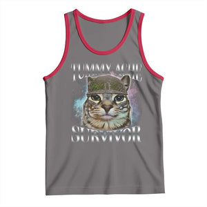 Tummy Ache Survivor Cat Meme Tank Top Vintage 90s Graphic Funny Stomach Issues Bootleg TS10 Deep Heather Red Print Your Wear