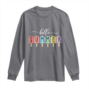 Hello Summer Vacation Ice Cream Popsicle Ice Lolly Long Sleeve Shirt TS10 Charcoal Print Your Wear