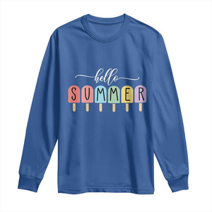 Hello Summer Vacation Ice Cream Popsicle Ice Lolly Long Sleeve Shirt TS10 Royal Blue Print Your Wear