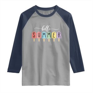 Hello Summer Vacation Ice Cream Popsicle Ice Lolly Raglan Shirt TS10 Sport Gray Navy Print Your Wear