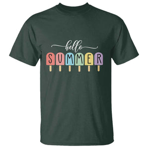 Hello Summer Vacation Ice Cream Popsicle Ice Lolly T Shirt TS10 Dark Forest Green Print Your Wear