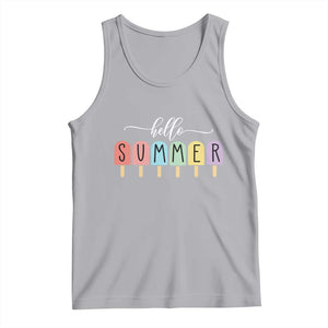 Hello Summer Vacation Ice Cream Popsicle Ice Lolly Tank Top TS10 Athletic Heather Print Your Wear