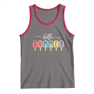 Hello Summer Vacation Ice Cream Popsicle Ice Lolly Tank Top TS10 Deep Heather Red Print Your Wear