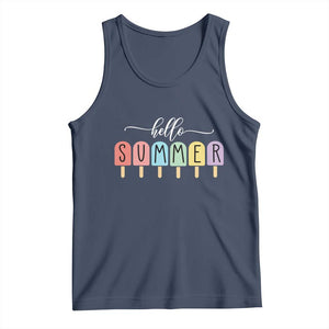 Hello Summer Vacation Ice Cream Popsicle Ice Lolly Tank Top TS10 Navy Print Your Wear