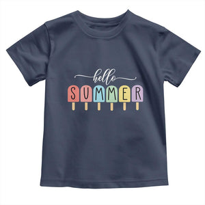 Hello Summer Vacation Ice Cream Popsicle Ice Lolly Toddler T Shirt TS10 Navy Print Your Wear