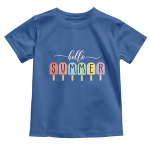 Hello Summer Vacation Ice Cream Popsicle Ice Lolly Toddler T Shirt TS10 Royal Blue Print Your Wear