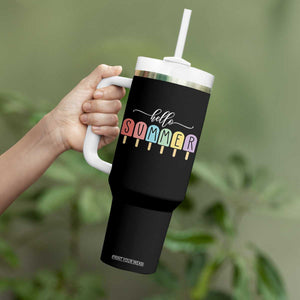 Hello Summer Vacation Ice Cream Popsicle Ice Lolly Tumbler With Handle TS10 Print Your Wear