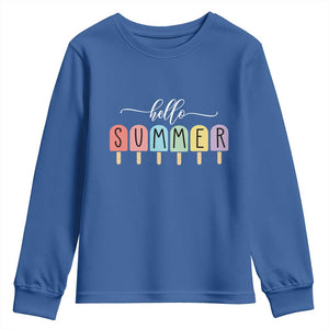 Hello Summer Vacation Ice Cream Popsicle Ice Lolly Youth Sweatshirt TS10 Royal Blue Print Your Wear