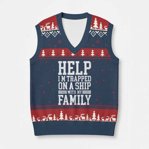 Funny Family Cruise V-Neck Knit Sweater Vest Vacation Trip Matching Cruise Ship TS10 Navy Red Print Your Wear