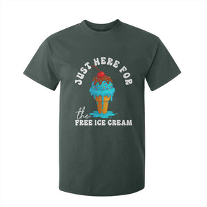 I'm Just Here For The Free Ice Cream T Shirt For Kid Funny Cruise Summer Vacation TS10 Dark Forest Green Print Your Wear