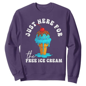 I'm Just Here For The Free Ice Cream Sweatshirt Funny Cruise Summer Vacation TS10 Purple Print Your Wear