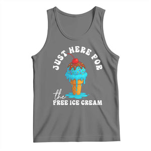 I'm Just Here For The Free Ice Cream Tank Top Funny Cruise Summer Vacation TS10 Black Heather Print Your Wear