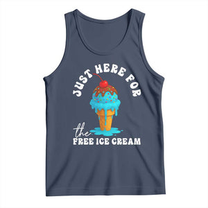 I'm Just Here For The Free Ice Cream Tank Top Funny Cruise Summer Vacation TS10 Navy Print Your Wear