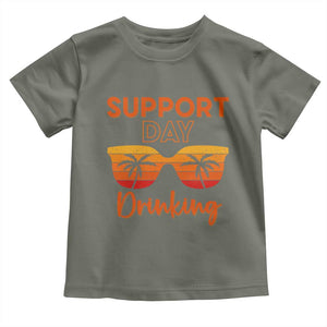 Funny Drinking Toddler T Shirt Support Day Drinking Summer Beach Vacation TS10 Military Green Print Your Wear