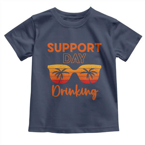 Funny Drinking Toddler T Shirt Support Day Drinking Summer Beach Vacation TS10 Navy Print Your Wear