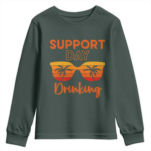 Funny Drinking Youth Sweatshirt Support Day Drinking Summer Beach Vacation TS10 Dark Forest Green Print Your Wear