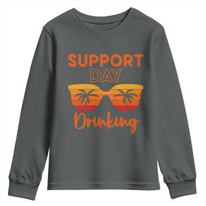 Funny Drinking Youth Sweatshirt Support Day Drinking Summer Beach Vacation TS10 Dark Heather Print Your Wear