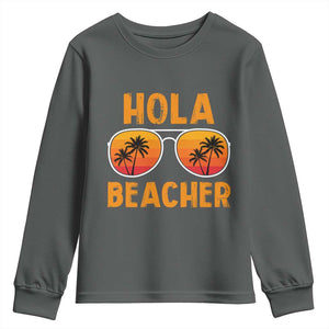 Hola Beaches Youth Sweatshirt Funny Beach Vacation Summer TS10 Dark Heather Print Your Wear