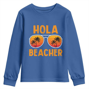 Hola Beaches Youth Sweatshirt Funny Beach Vacation Summer TS10 Royal Blue Print Your Wear